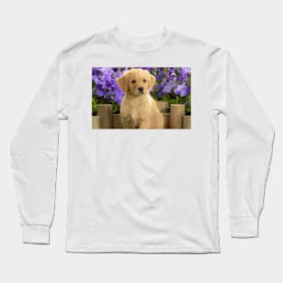 Golden Retriever Puppy Digital Painting Long Sleeve T-Shirt